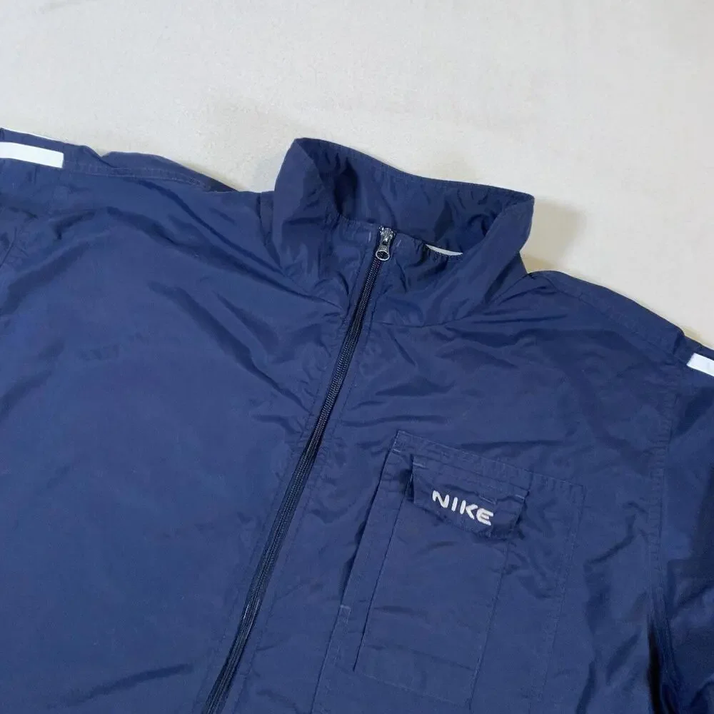 Vintage Nike Jacket Mens 2XL Blue Lined Full‎ Zip 90s Gray Tag Y2K Street Wear
